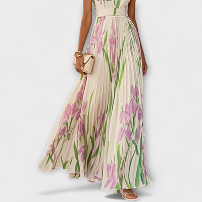 Jenny - Gefaltetes florales Chiffon Maxikleid