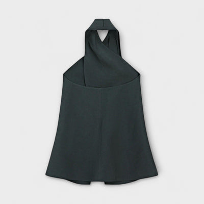 Leah - Blauer Halter Neck Top mit Rückenausschnitt