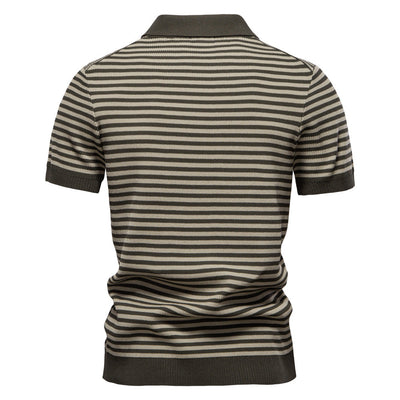 Gregor – Feinstrick Poloshirt mit Streifen