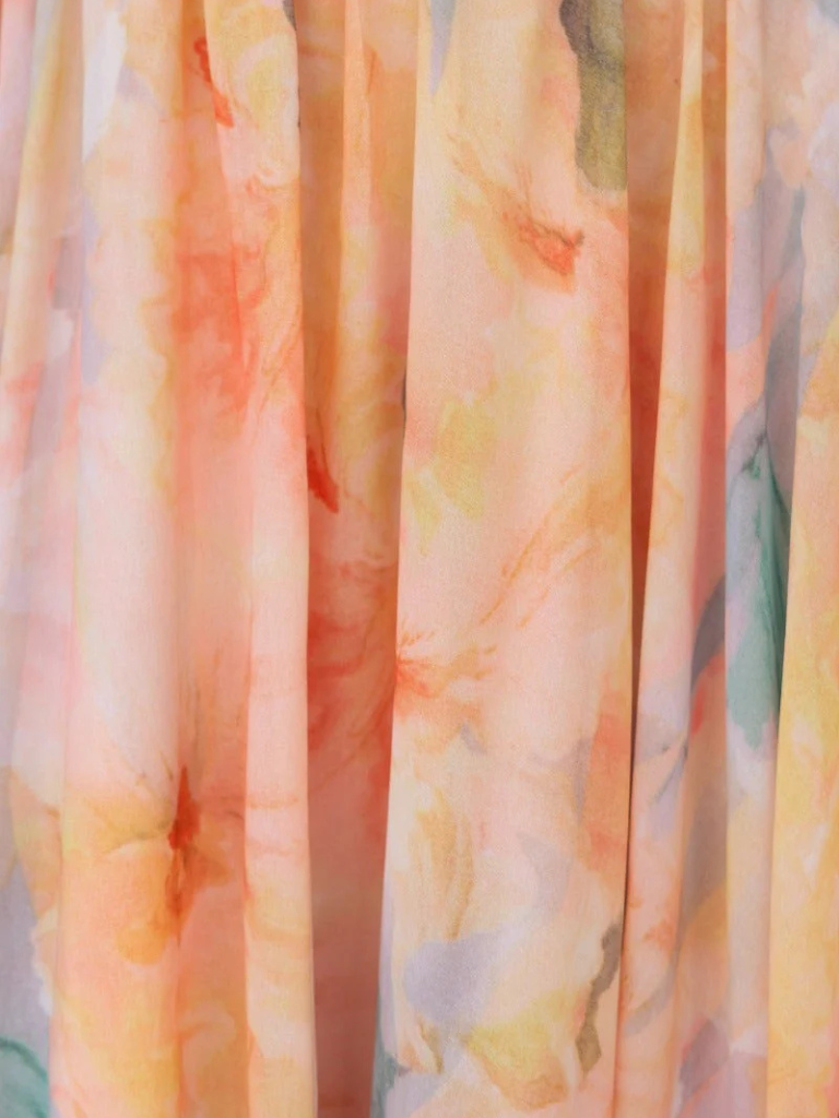 Zarah - Halter-Neck Aquarell Print Maxi Kleid