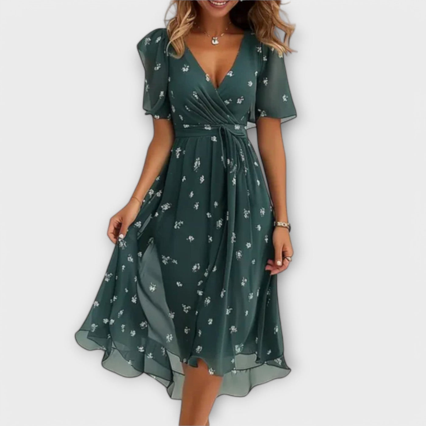 Edith - Damen Kleid mit V-Ausschnitt
