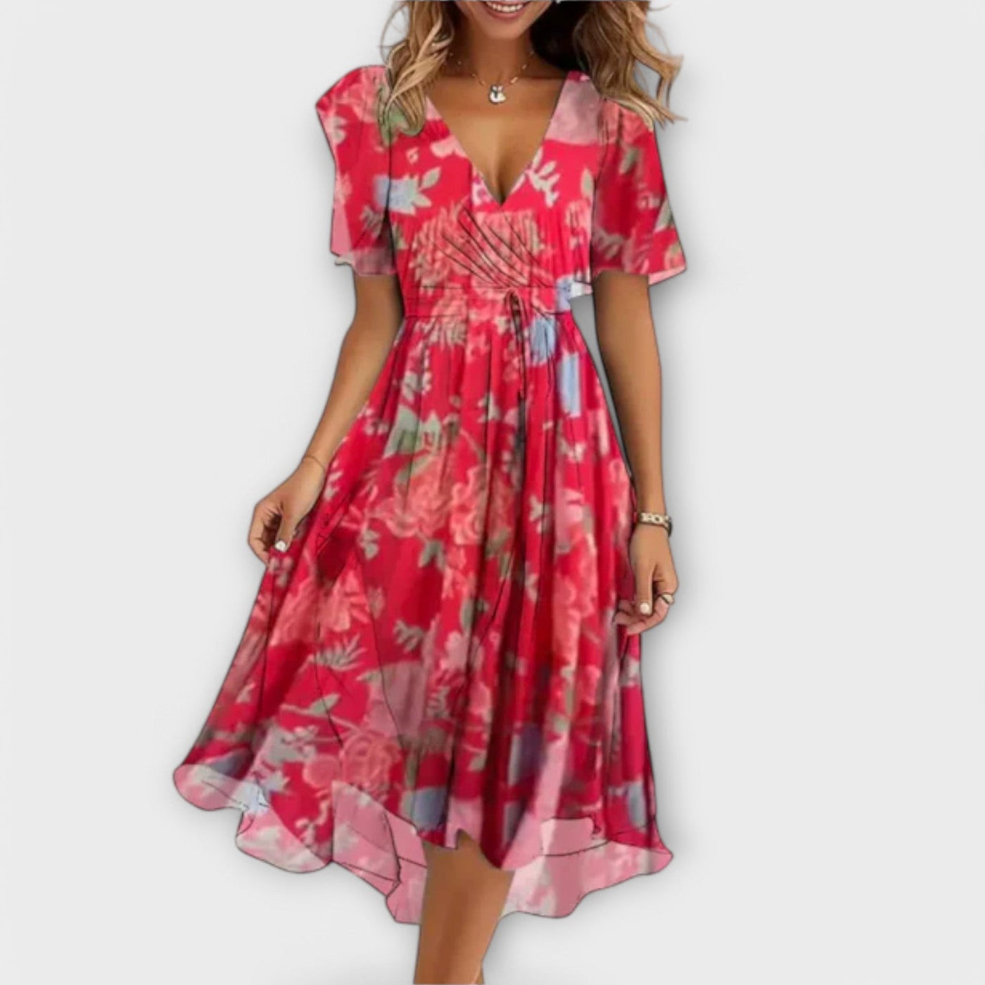Edith - Damen Kleid mit V-Ausschnitt