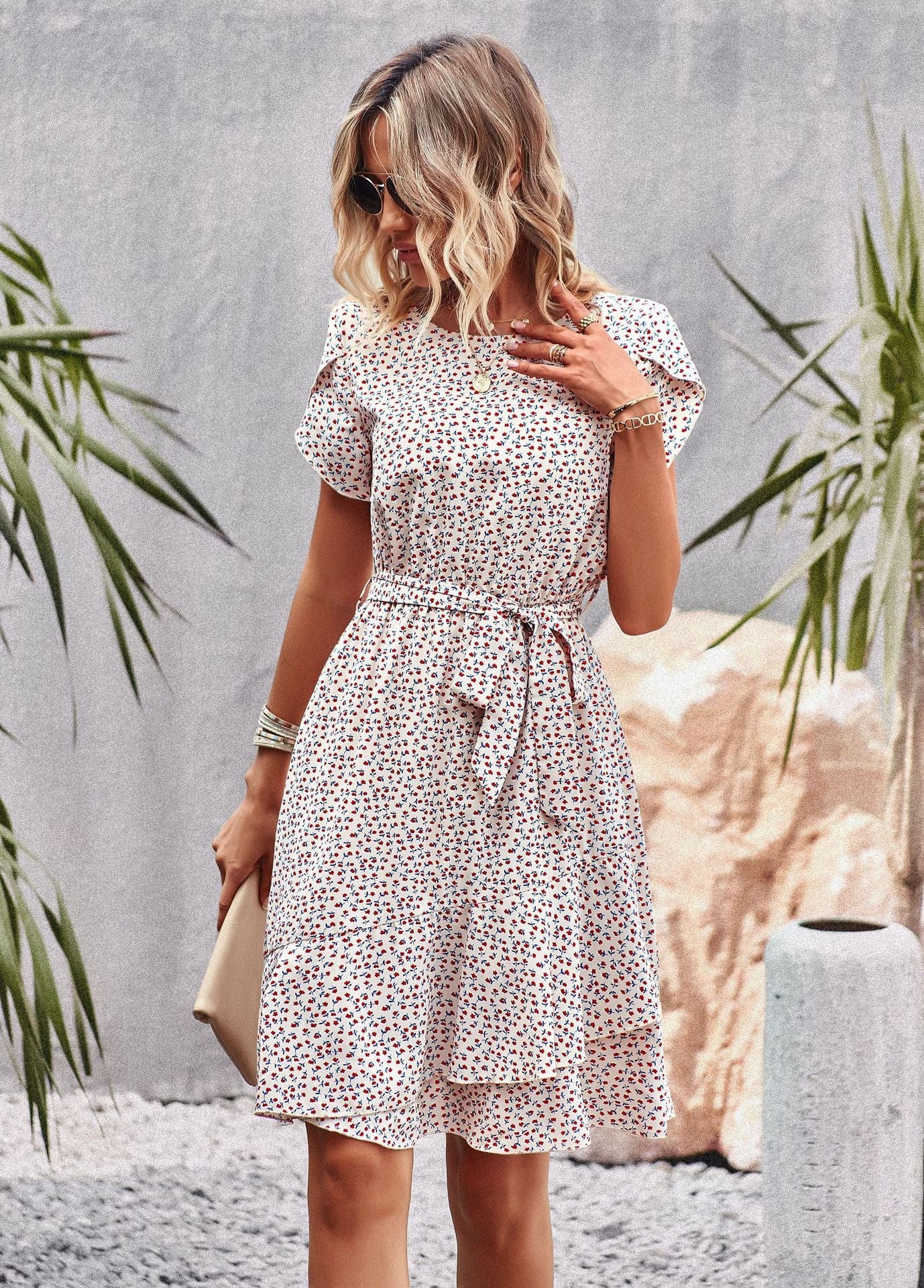 Bruna - Kurzes weißes Boho Kleid